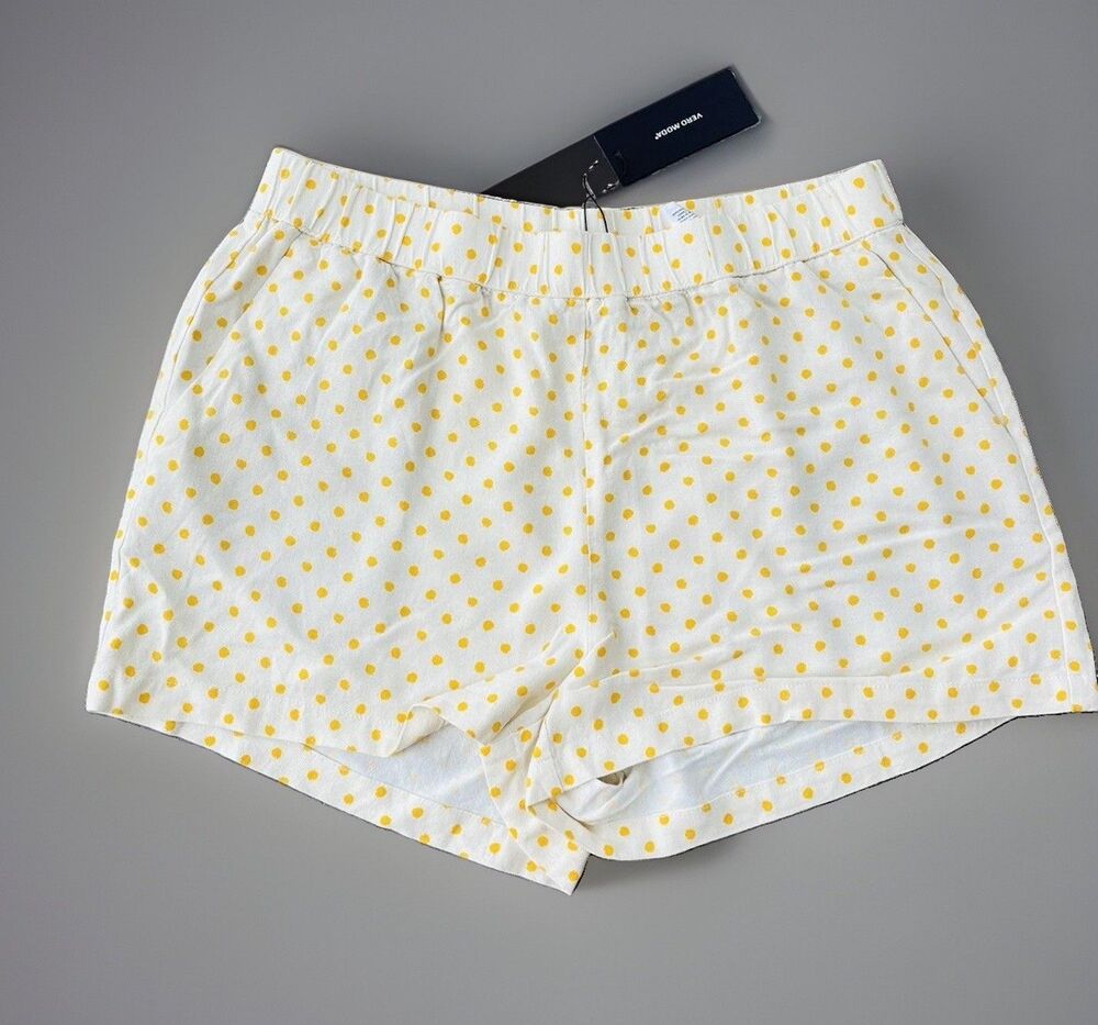 Vero Moda Polka Dot Linen Shorts Size L NWT Resort Travel Pockets
